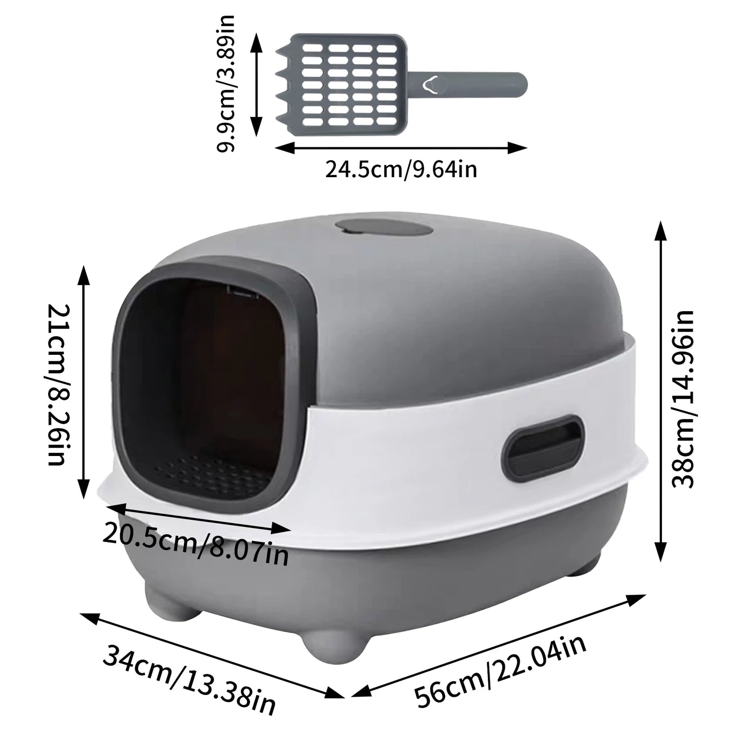 Large Enclosed Cat Litter Box with Lid – Splashproof & Easy to Clean