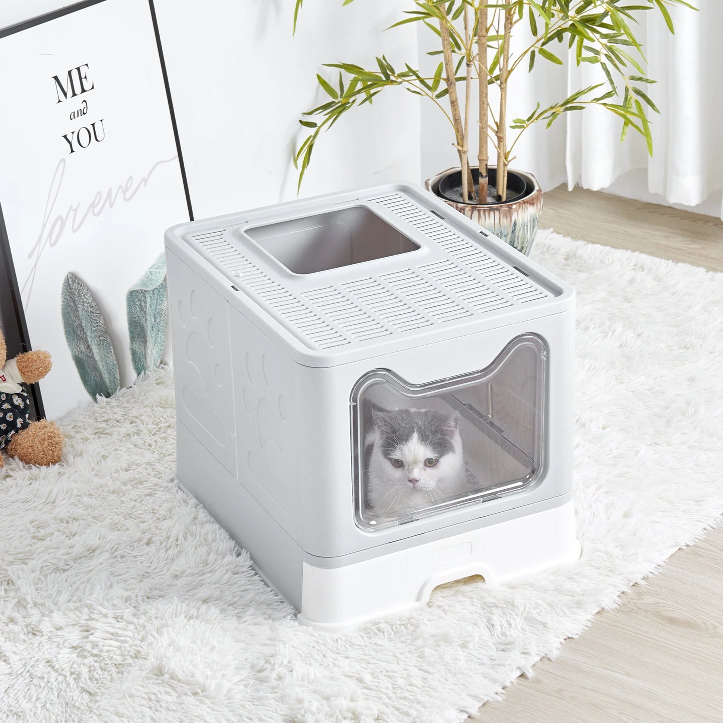 Large Enclosed Cat Litter Box with Lid – Splashproof & Easy to Clean