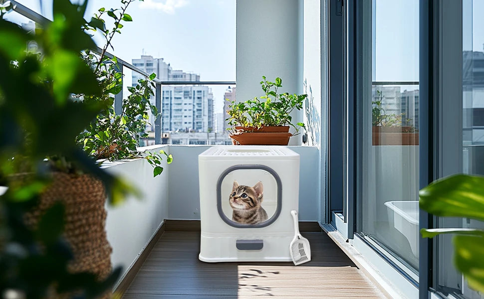 Large Enclosed Cat Litter Box with Lid – Splashproof & Easy to Clean