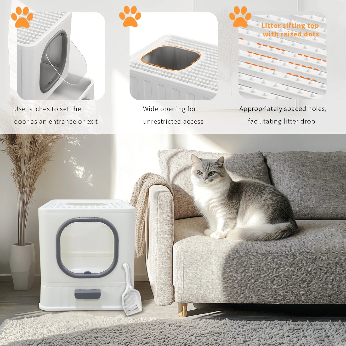 Large Enclosed Cat Litter Box with Lid – Splashproof & Easy to Clean