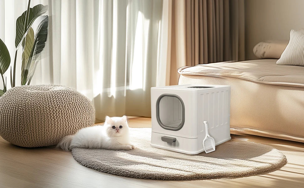 Large Enclosed Cat Litter Box with Lid – Splashproof & Easy to Clean