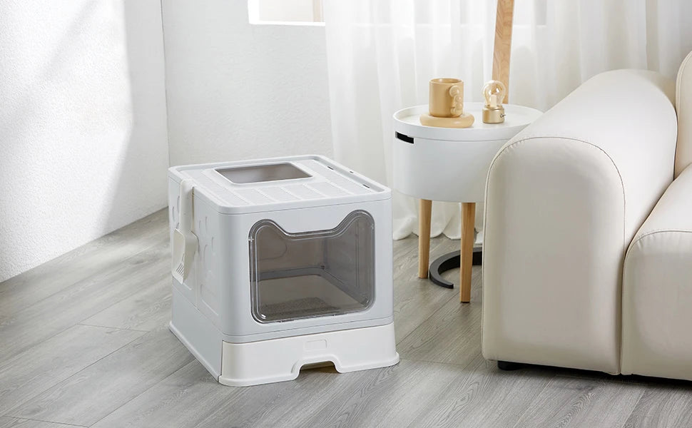 Large Enclosed Cat Litter Box with Lid – Splashproof & Easy to Clean