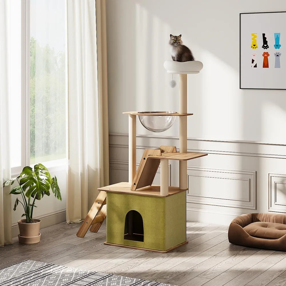 Multi-Level Cat Tower with Scratching Boards & Climbing House