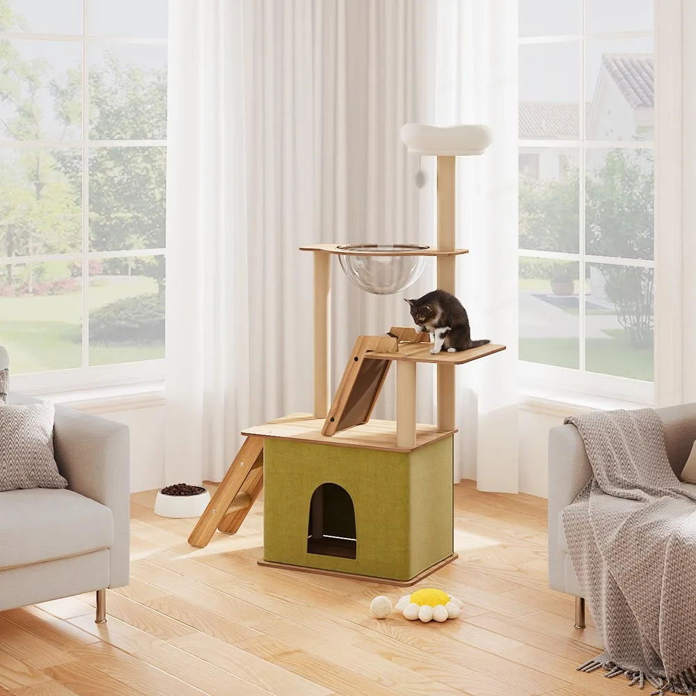 Multi-Level Cat Tower with Scratching Boards & Climbing House