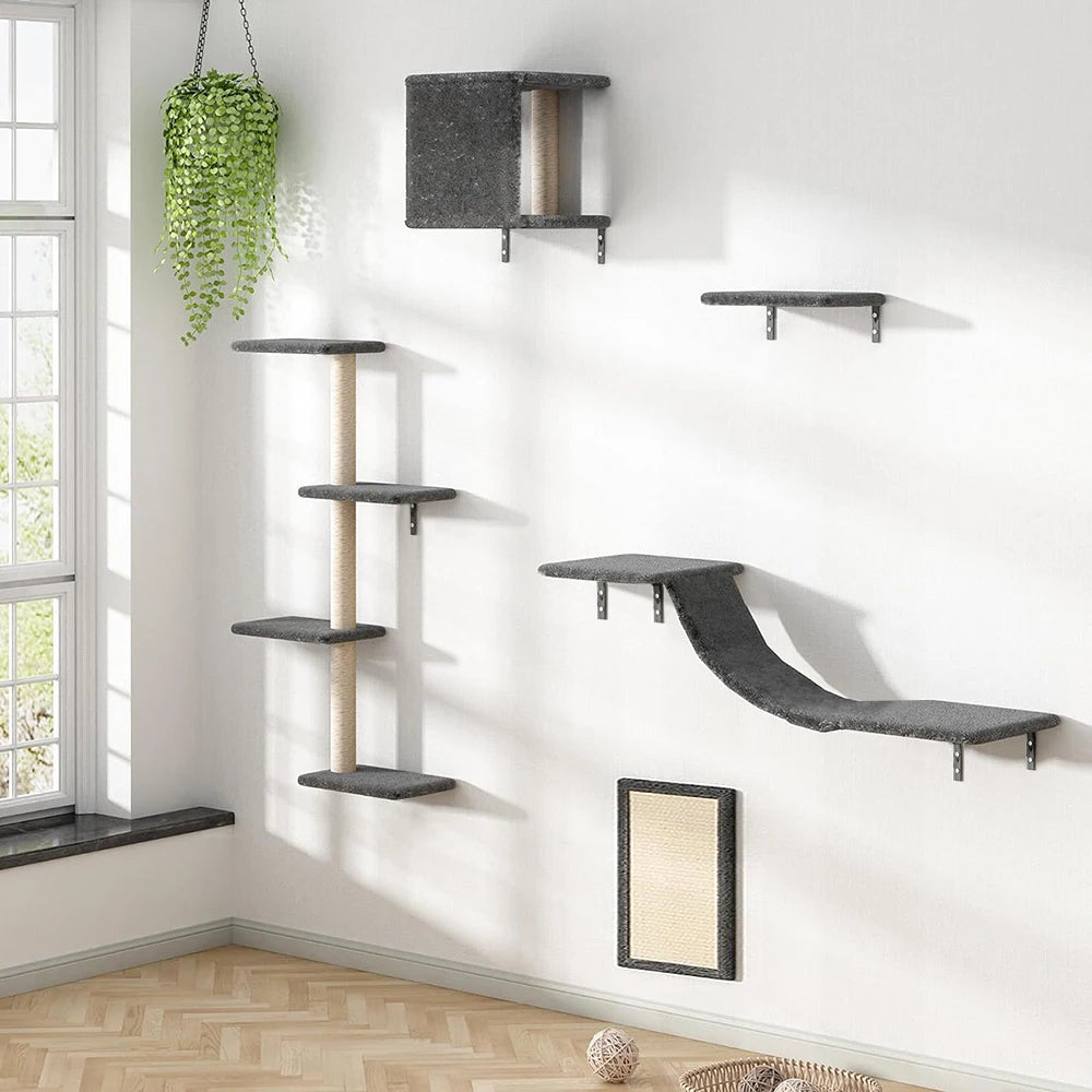Multi-Level Indoor Cat Tree Tower with Sisal Scratching Posts, Climbing Platforms & Hammock