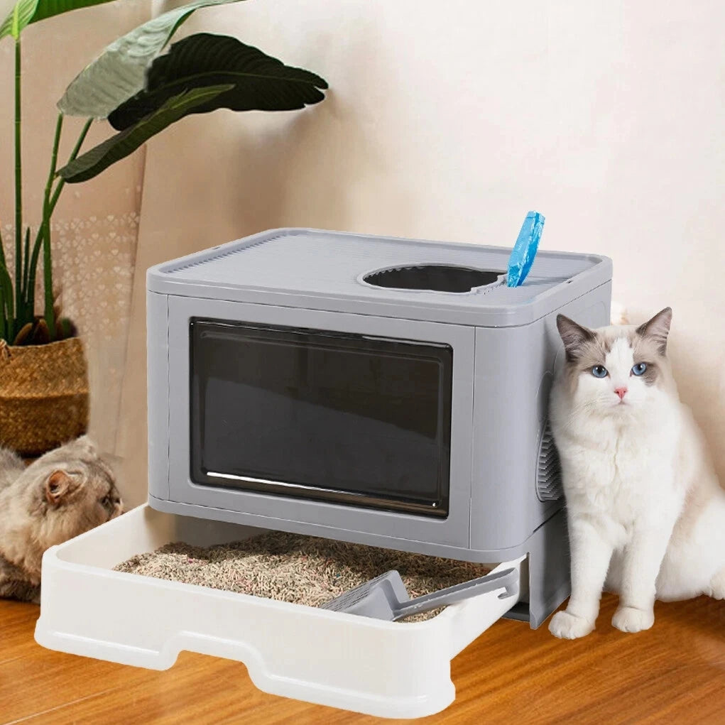 Large Enclosed Cat Litter Box with Lid – Splashproof & Easy to Clean