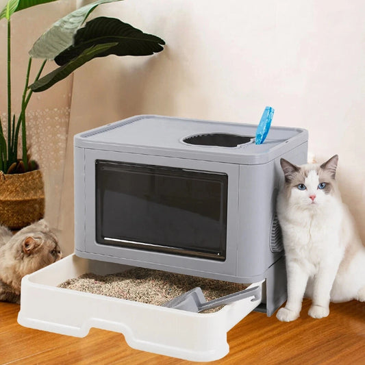 Large Enclosed Cat Litter Box with Lid – Splashproof & Easy to Clean