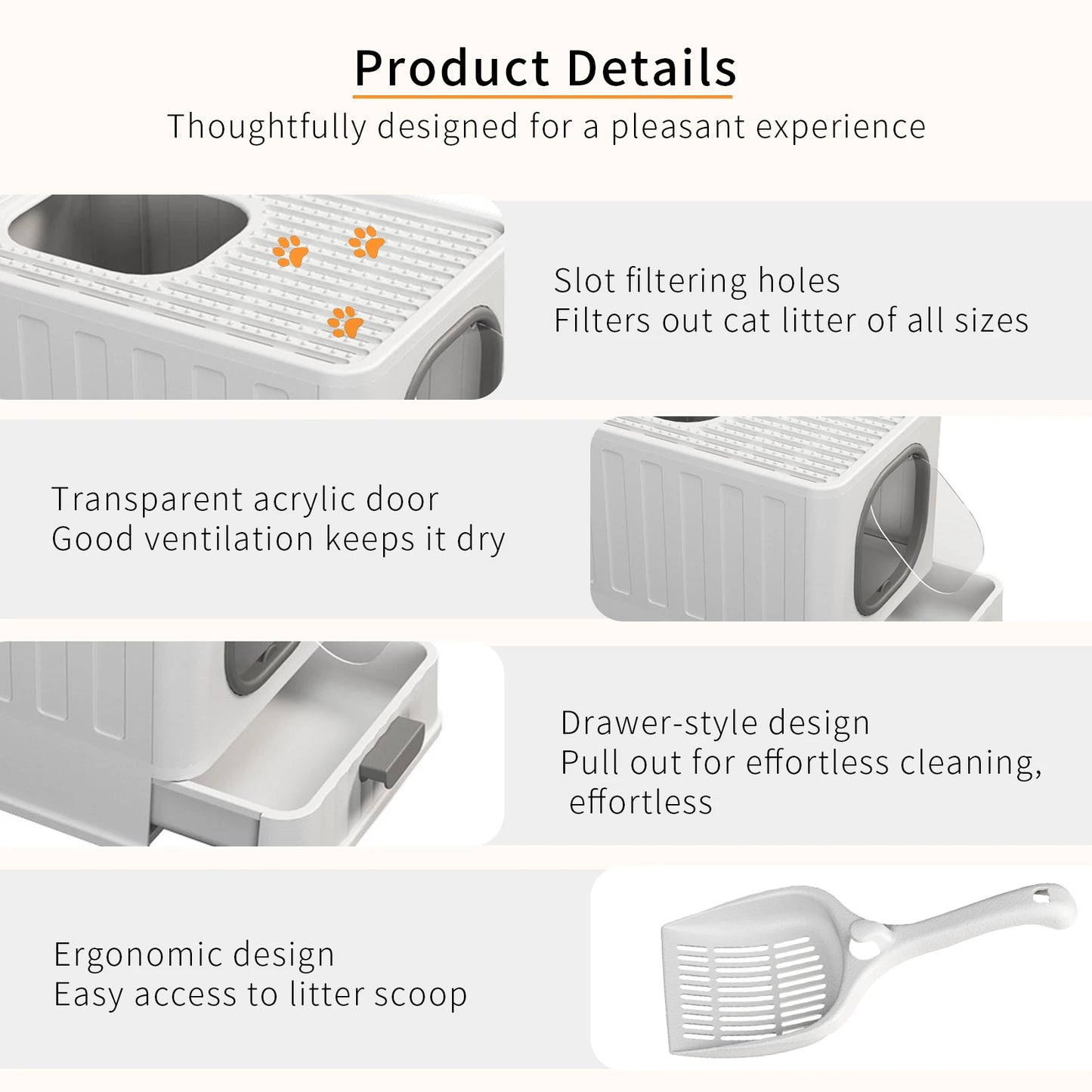 Large Enclosed Cat Litter Box with Lid – Splashproof & Easy to Clean