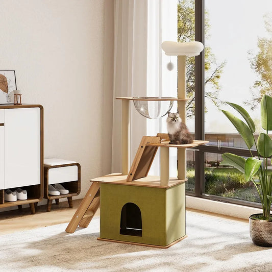 Multi-Level Cat Tower with Scratching Boards & Climbing House