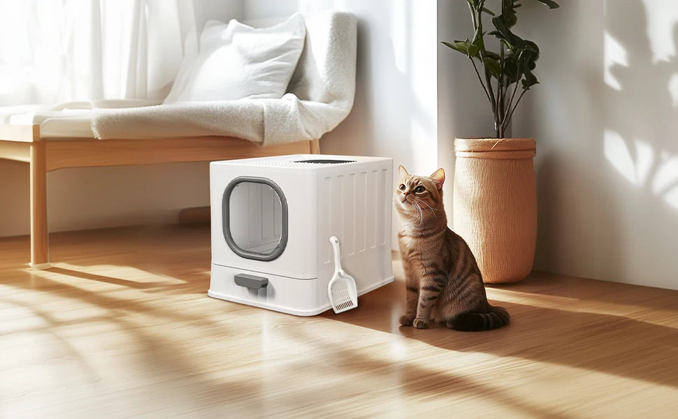 Large Enclosed Cat Litter Box with Lid – Splashproof & Easy to Clean
