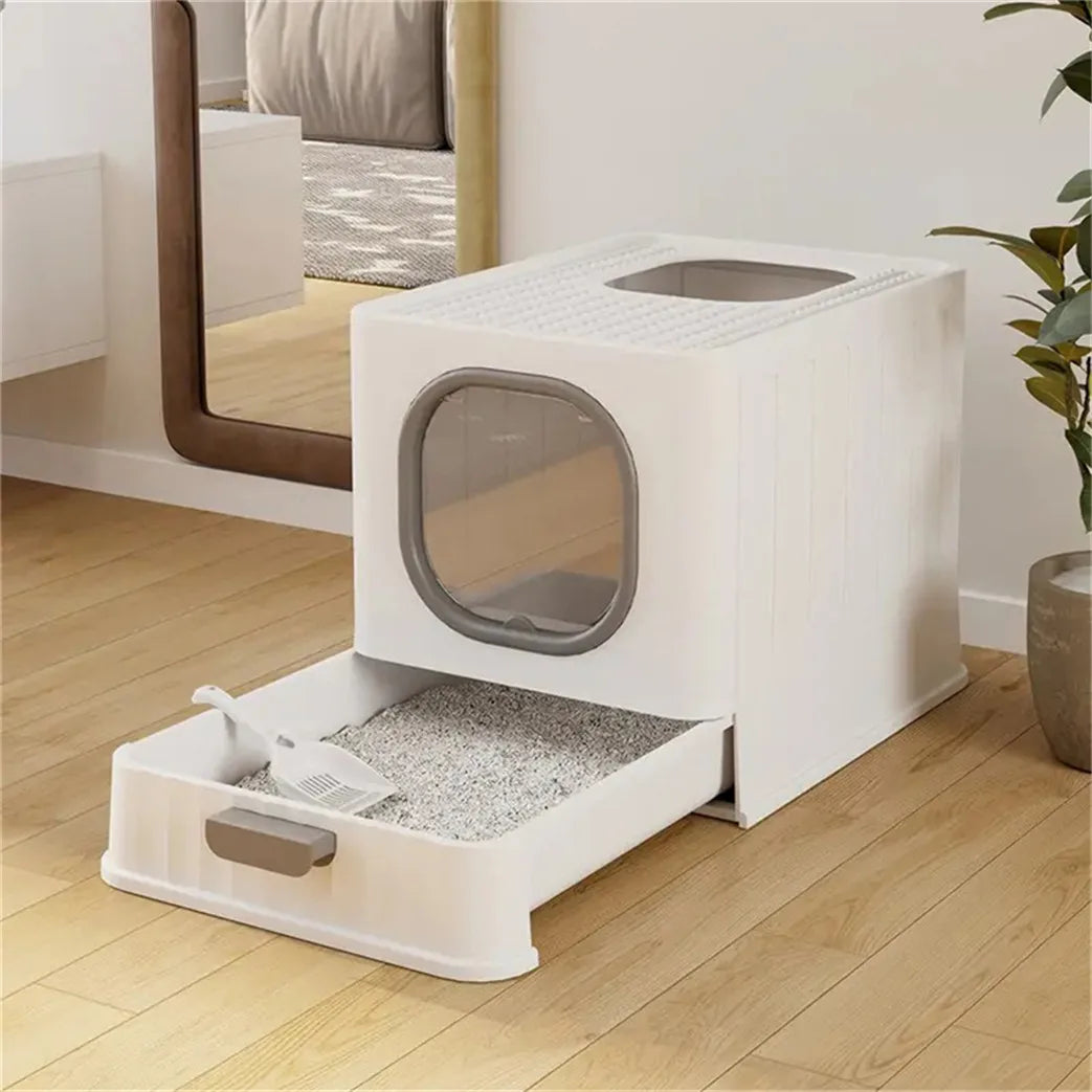 Large Enclosed Cat Litter Box with Lid – Splashproof & Easy to Clean