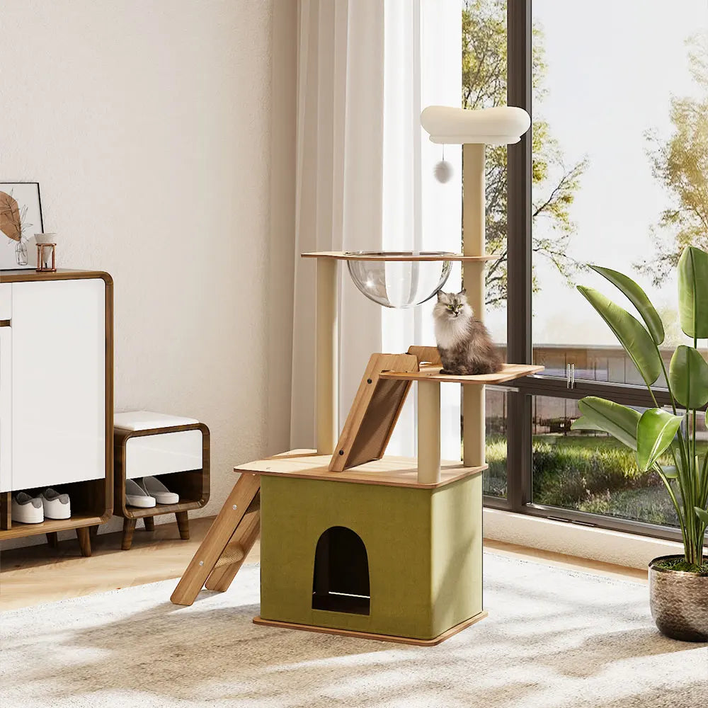 Multi-Level Cat Tower with Scratching Boards & Climbing House