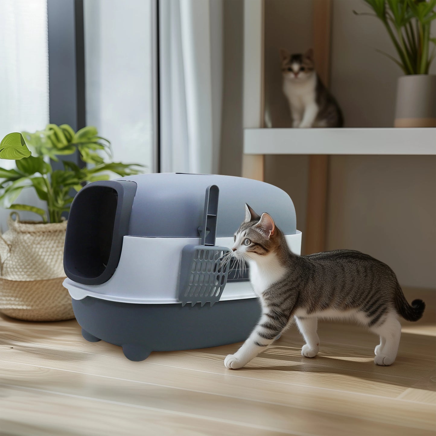 Large Enclosed Cat Litter Box with Lid – Splashproof & Easy to Clean