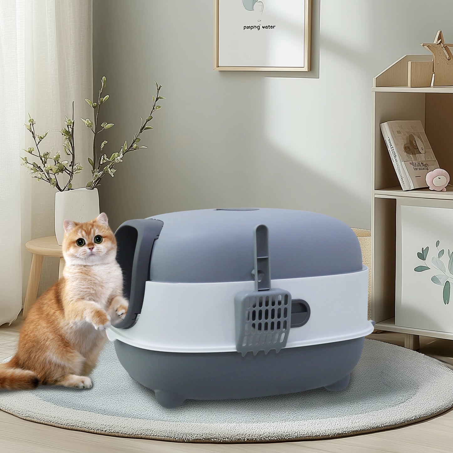 Large Enclosed Cat Litter Box with Lid – Splashproof & Easy to Clean