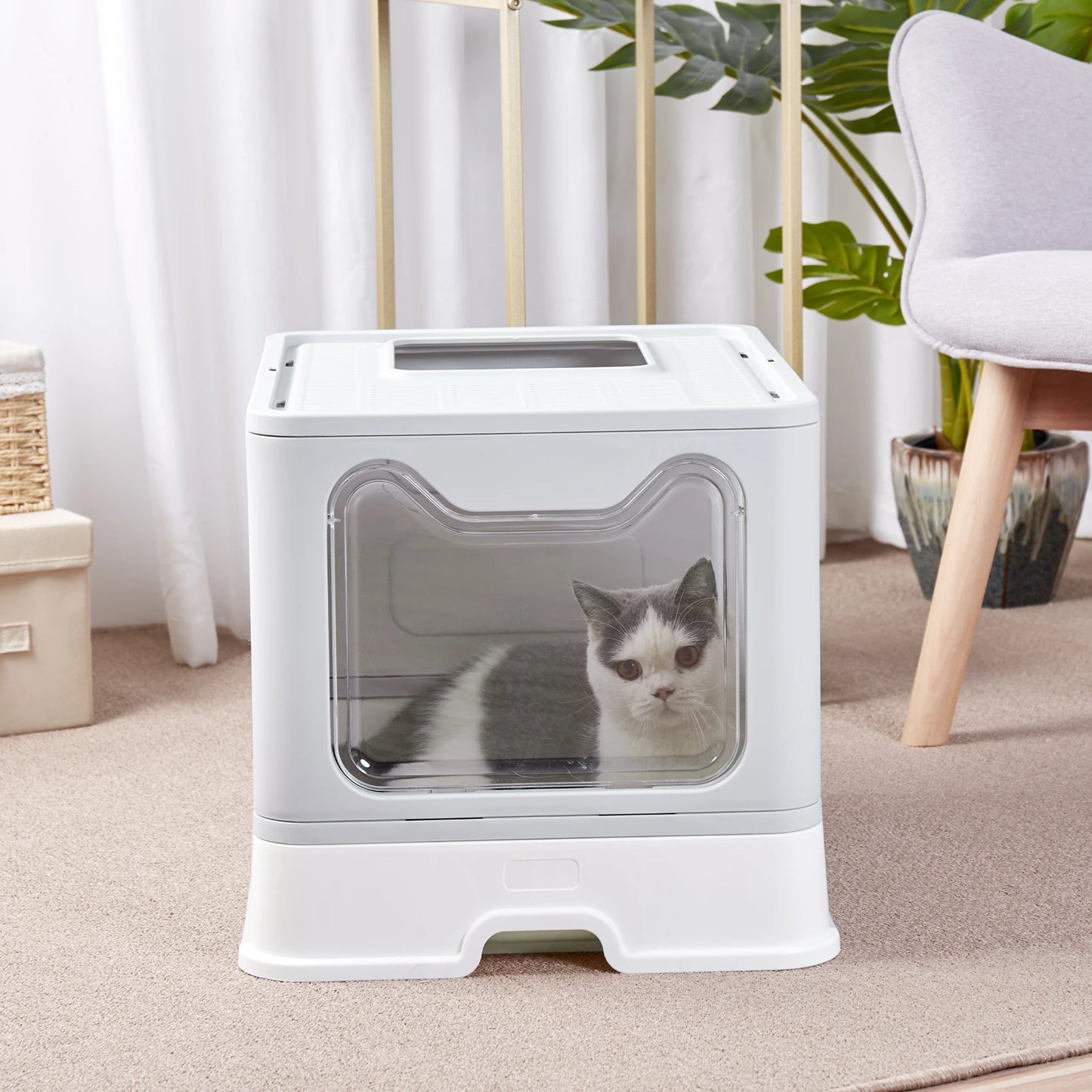 Large Enclosed Cat Litter Box with Lid – Splashproof & Easy to Clean