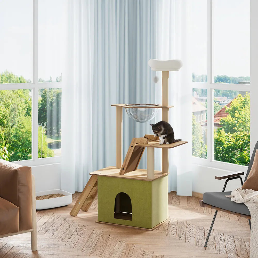 Multi-Level Cat Tower with Scratching Boards & Climbing House