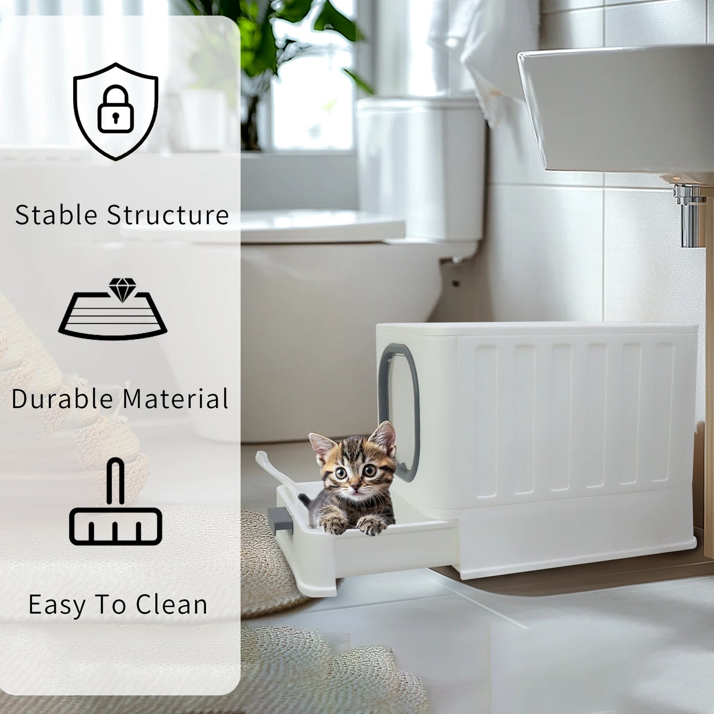 Large Enclosed Cat Litter Box with Lid – Splashproof & Easy to Clean