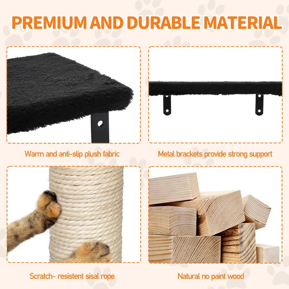 Multi-Level Indoor Cat Tree Tower with Sisal Scratching Posts, Climbing Platforms & Hammock