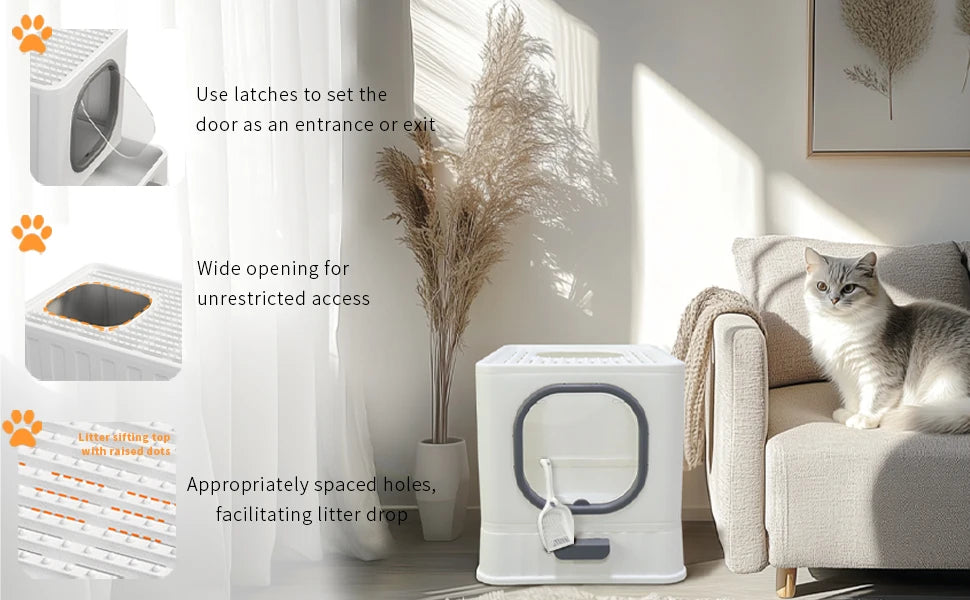 Large Enclosed Cat Litter Box with Lid – Splashproof & Easy to Clean