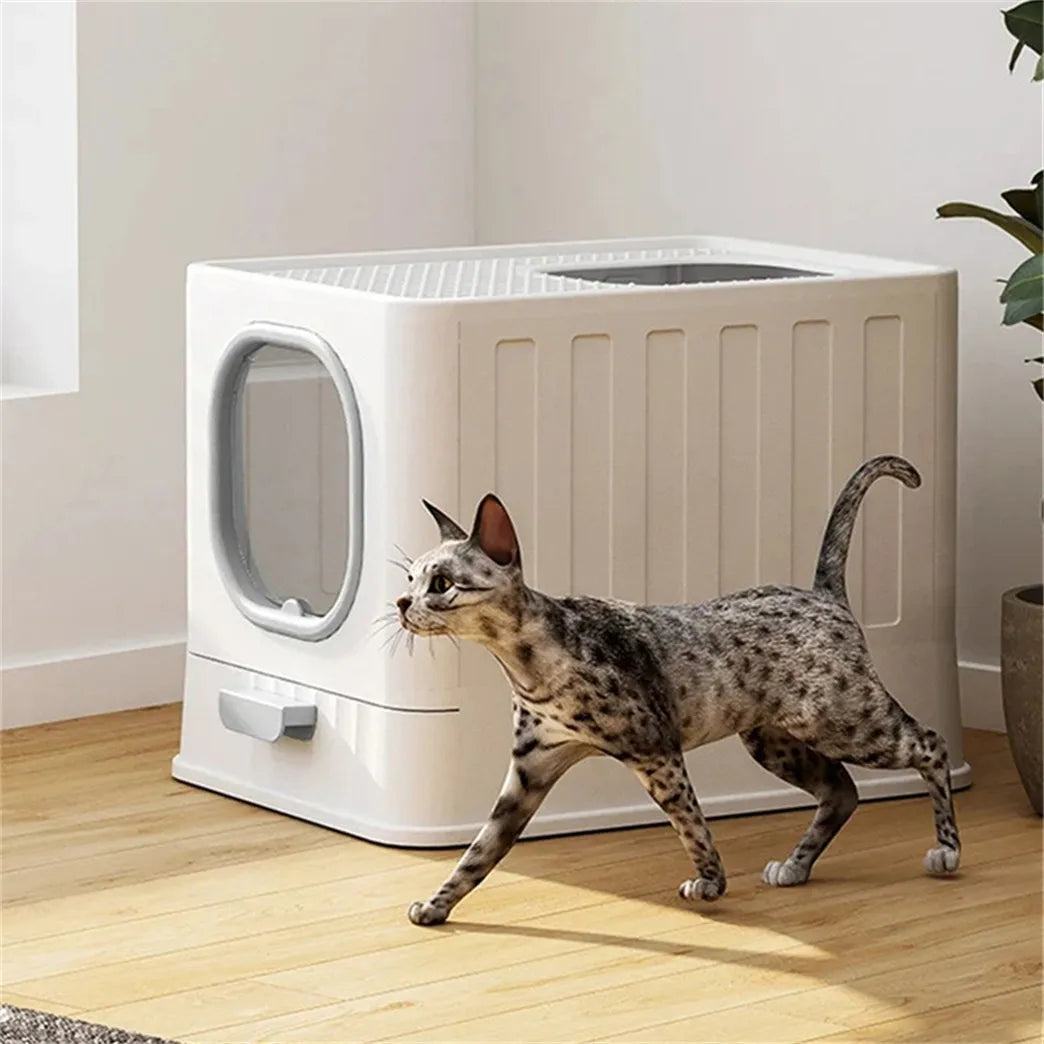 Large Enclosed Cat Litter Box with Lid – Splashproof & Easy to Clean