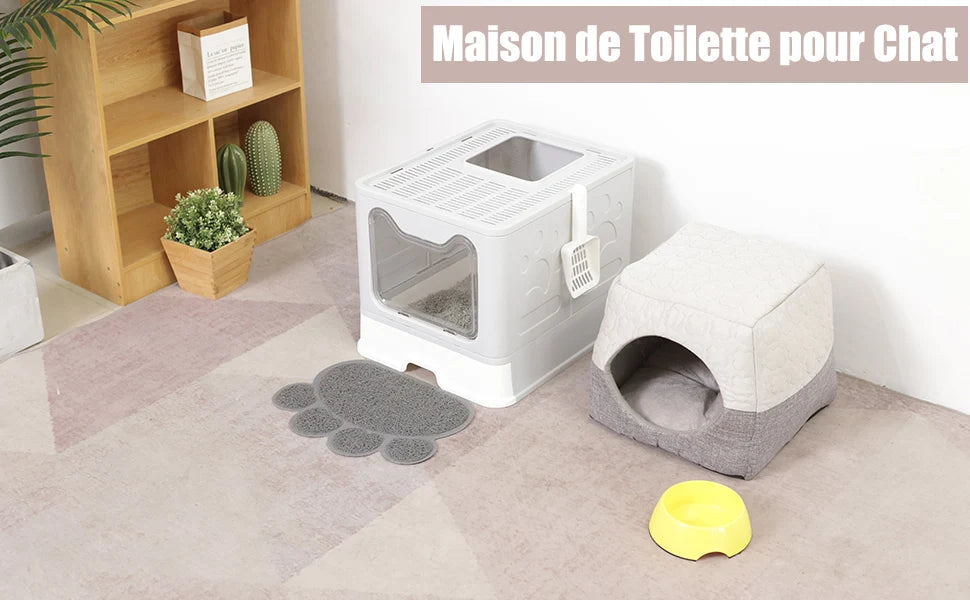 Large Enclosed Cat Litter Box with Lid – Splashproof & Easy to Clean