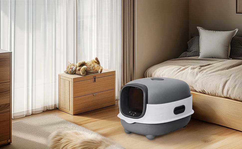 Large Enclosed Cat Litter Box with Lid – Splashproof & Easy to Clean