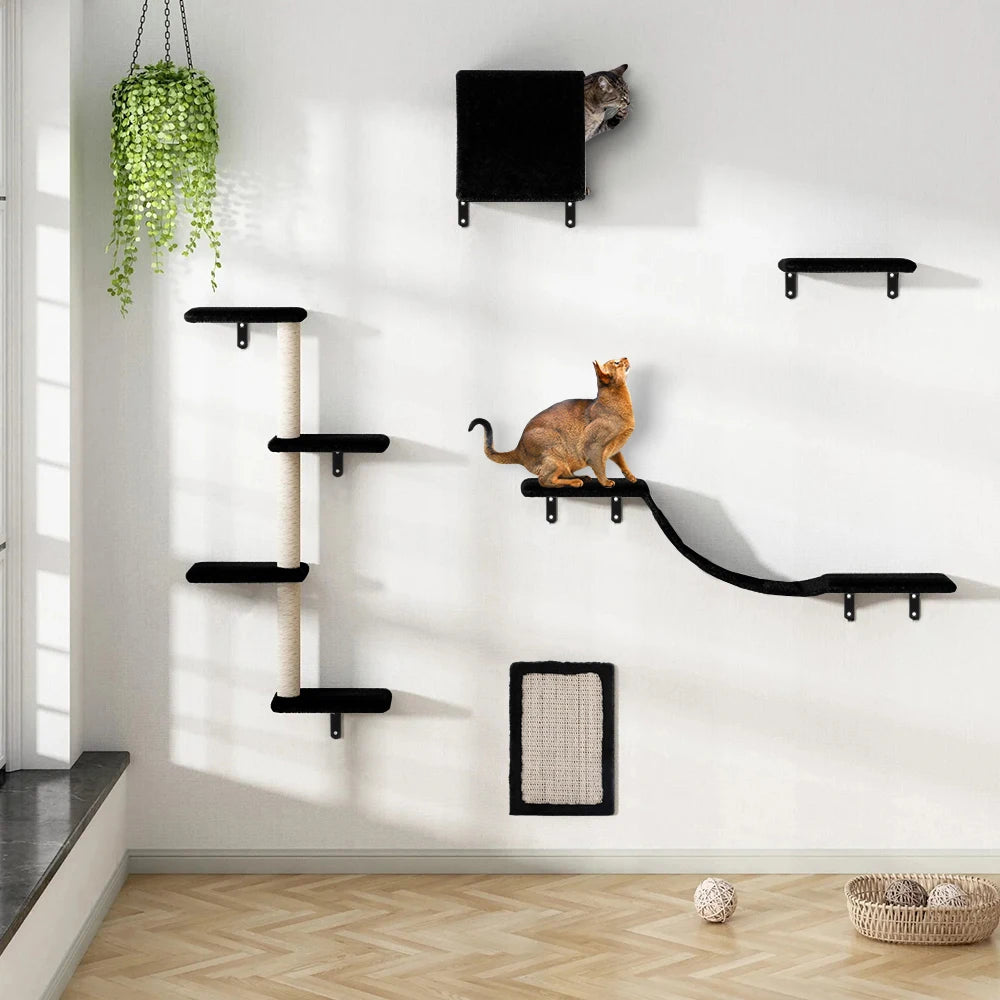 Multi-Level Indoor Cat Tree Tower with Sisal Scratching Posts, Climbing Platforms & Hammock