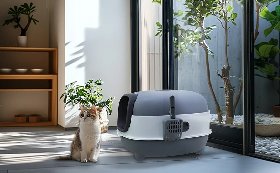 Large Enclosed Cat Litter Box with Lid – Splashproof & Easy to Clean