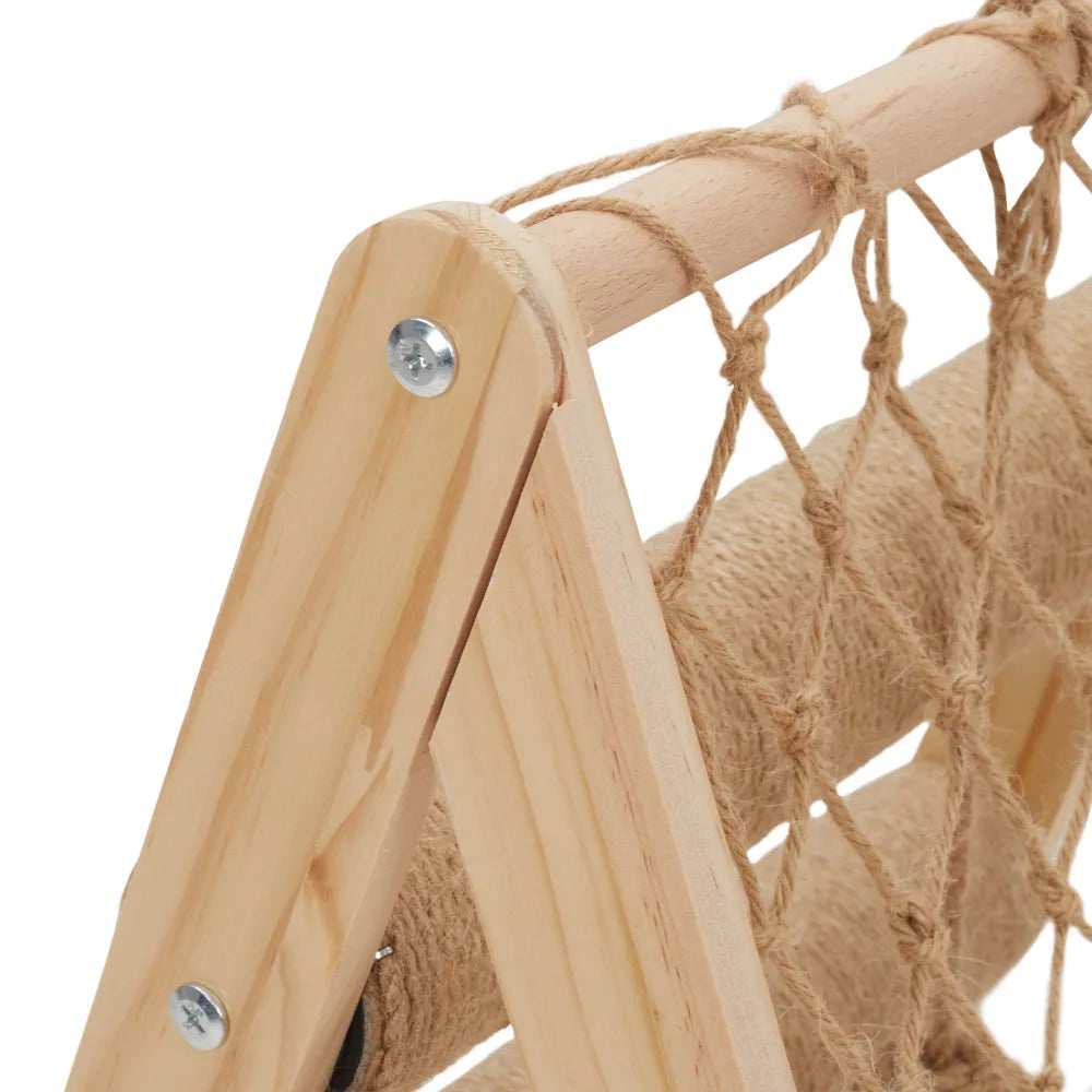Wooden Climbing Cat Frame Sisal Hammock Cat Scratching Post Climbing Net Wear-Resistant Pet Furniture