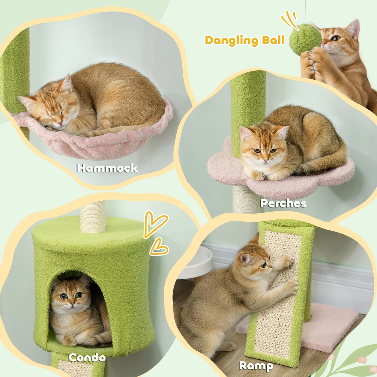 Floor-to-Ceiling Cat Tree Tower – Adjustable 220–240cm Height, Tall Indoor Cat Climbing Tree with Scratching Posts