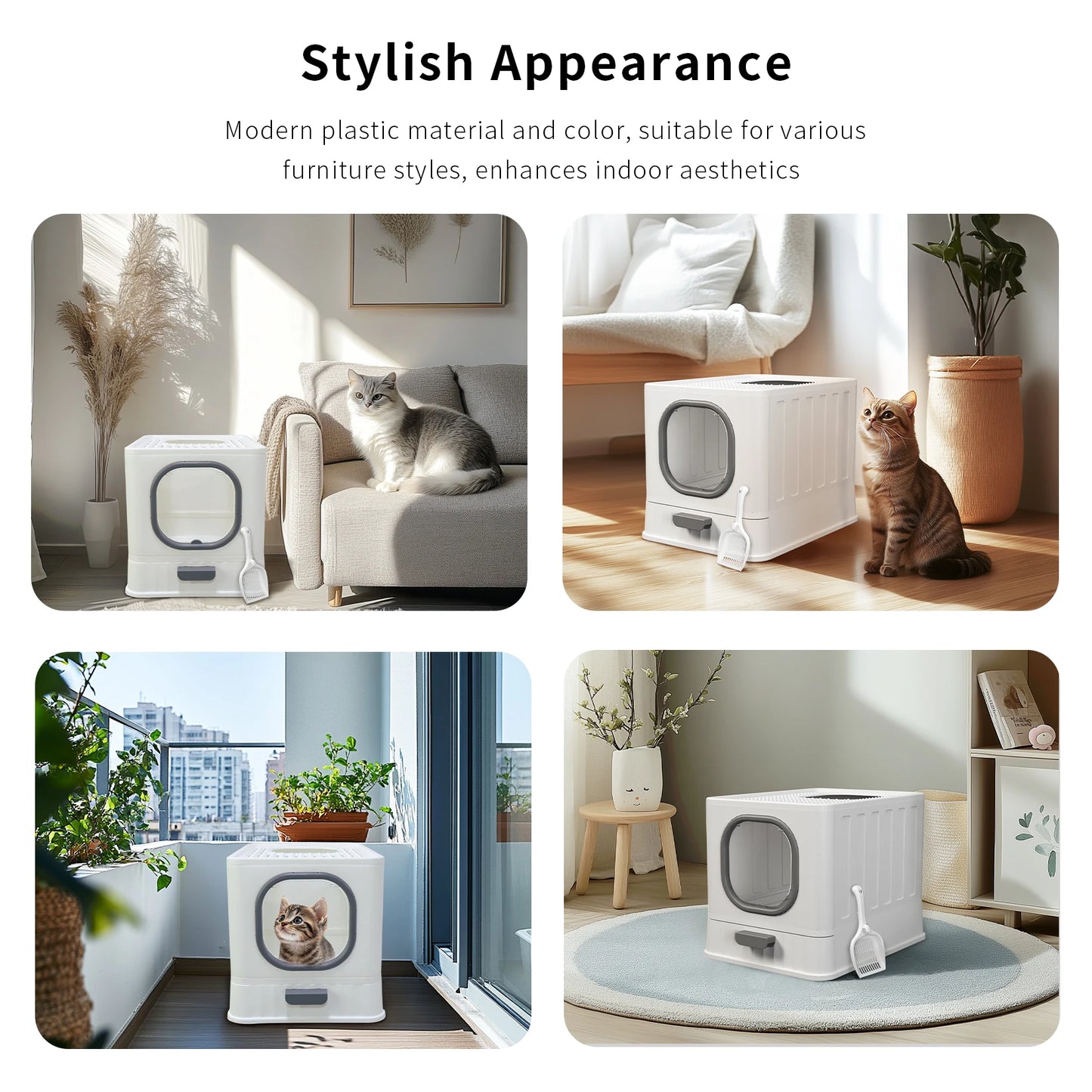 Large Enclosed Cat Litter Box with Lid – Splashproof & Easy to Clean