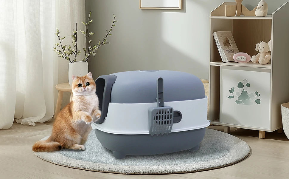 Large Enclosed Cat Litter Box with Lid – Splashproof & Easy to Clean