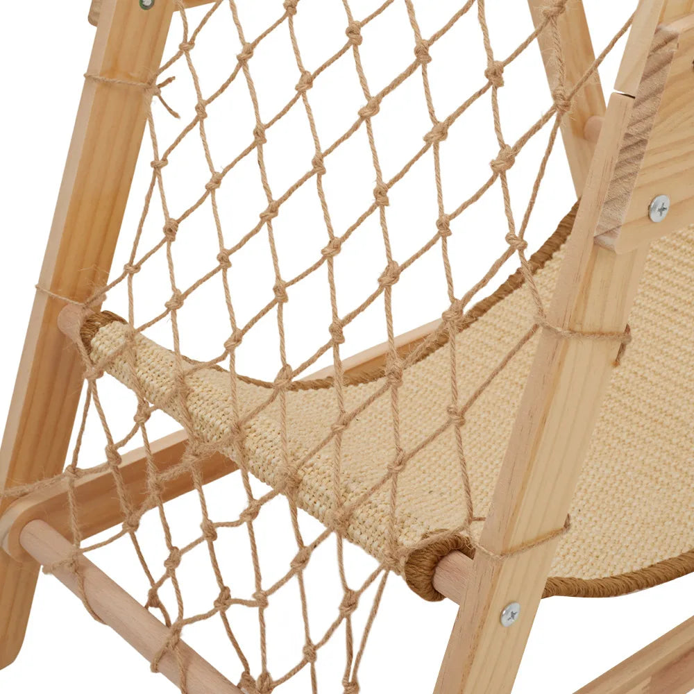Wooden Climbing Cat Frame Sisal Hammock Cat Scratching Post Climbing Net Wear-Resistant Pet Furniture